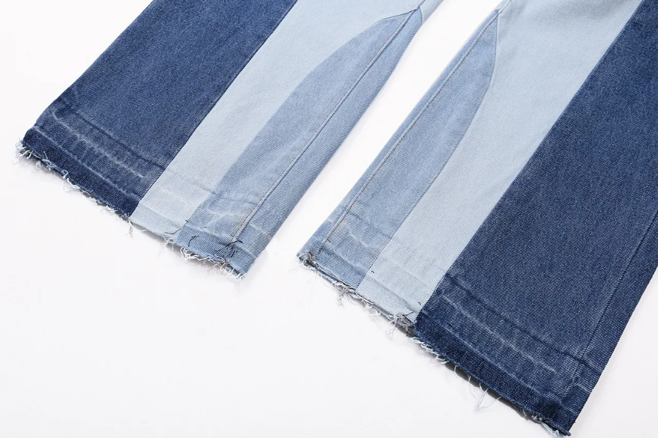 p270 646#Gallery Dept New style oval stitching washed blue stitching straight wide leg jeans American retro casual trousers washed blue S~XL